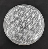 Plaque de rechargement en sélénite Fleur de vie