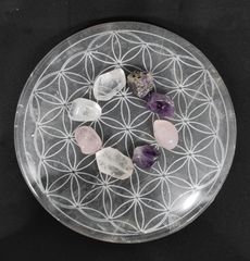 Plaque de rechargement en sélénite Fleur de vie